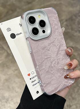 ins超火绒布雪山纹适用苹果17promax手机壳新款iPhone16pro高级感14全包防摔13防指纹男15网红简约女plus情侣