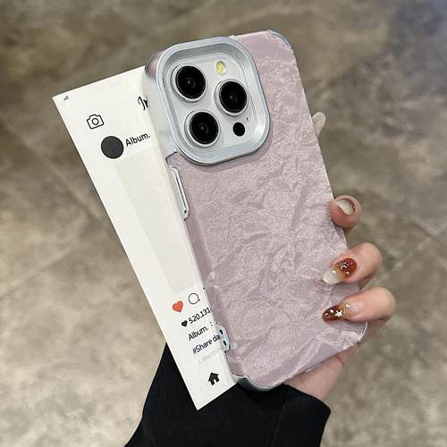 ins超火绒布雪山纹适用苹果17promax手机壳新款iPhone16pro高级感14全包防摔13防指纹男15网红简约女plus情侣