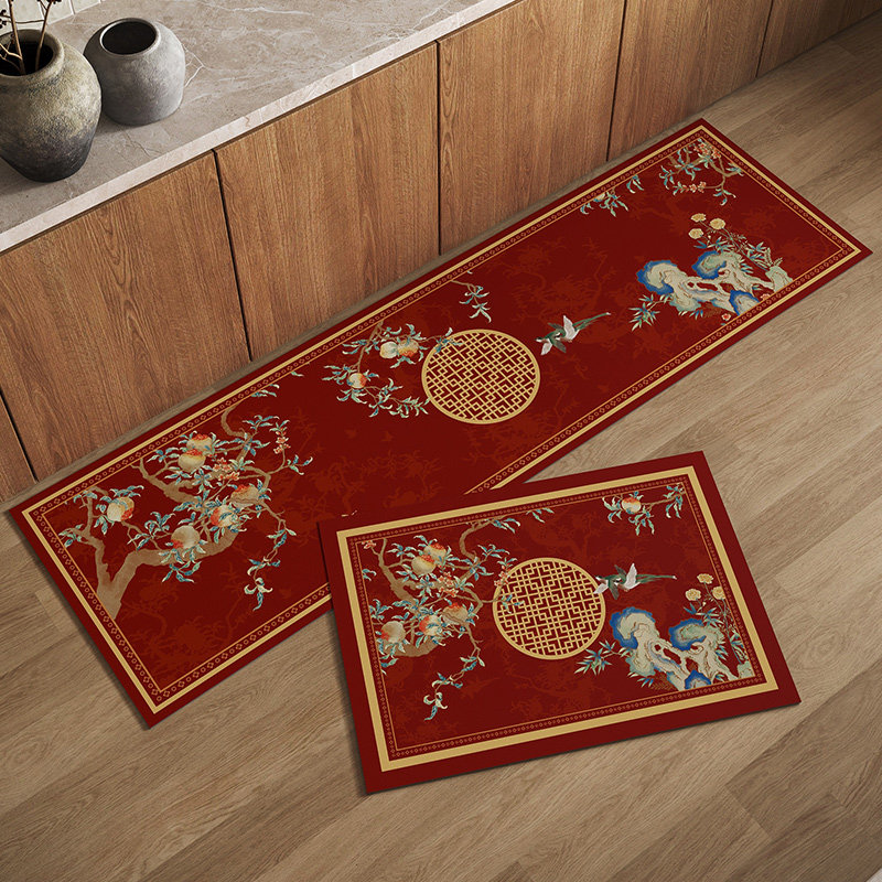 结婚喜庆厨房地垫防滑防油可擦免洗硅藻泥吸水地垫门口脚垫红石榴,居家布艺,厨房地垫,淘宝优惠券,粉丝福利购,淘宝优惠卷