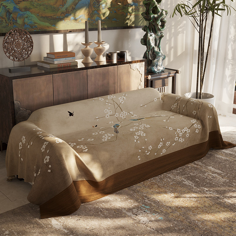 新中式沙发套罩全包沙发盖布四季通用防滑盖巾凉感冰丝沙发巾2025