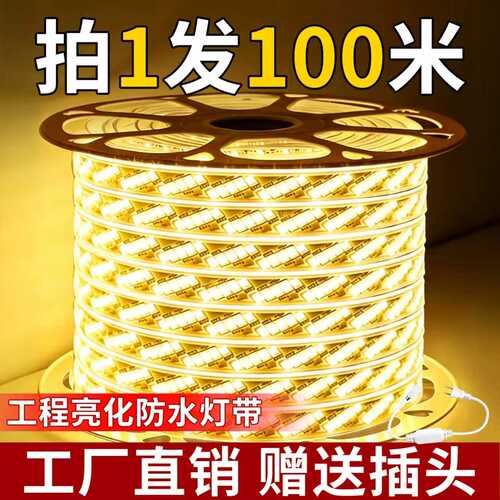 户外防水220V超亮LED灯带100米