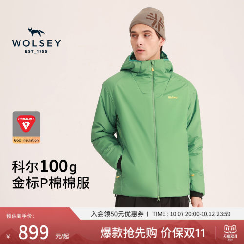 【100g金标P棉】Wolsey棉服男26新款秋冬户外防泼水保暖棉衣外套