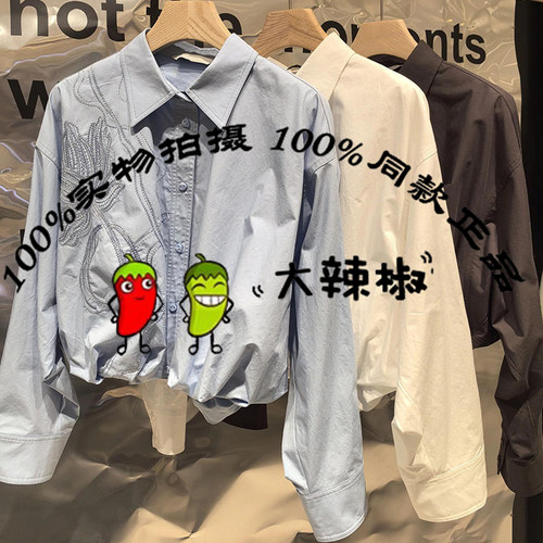 BDS1WD1403衣播倪妮同款新中式刺绣短外套花苞上衣衬衫生生相息