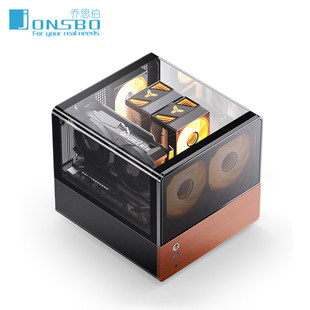 乔思伯V12双曲面玻璃海景房MATX桌面电脑紧凑TYPEC侧透全景小机箱