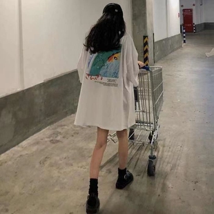 下装消失欧货大版中长款t恤女遮屁股大码高个子加长版洋气上衣夏