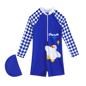 泳衣男童2024新款连体小童长袖防晒速干专业训练男宝夏季儿童泳衣