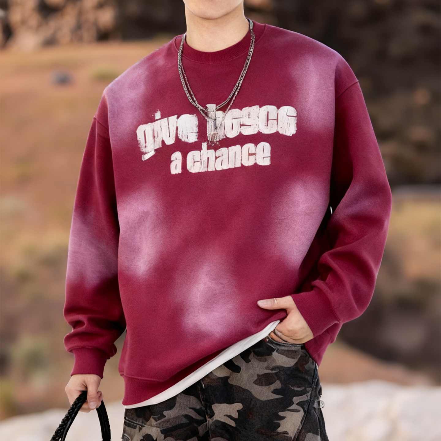 美式潮牌男士情侣圆领卫衣