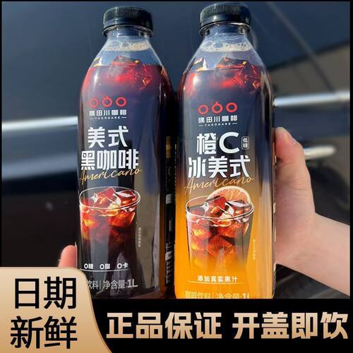 (2瓶)隅田川即饮咖啡橙C冰美式黑咖啡特调饮料1L大容量分享