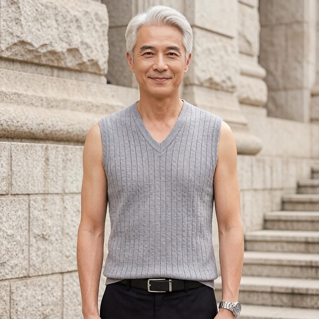 中老年人男装套头背心春