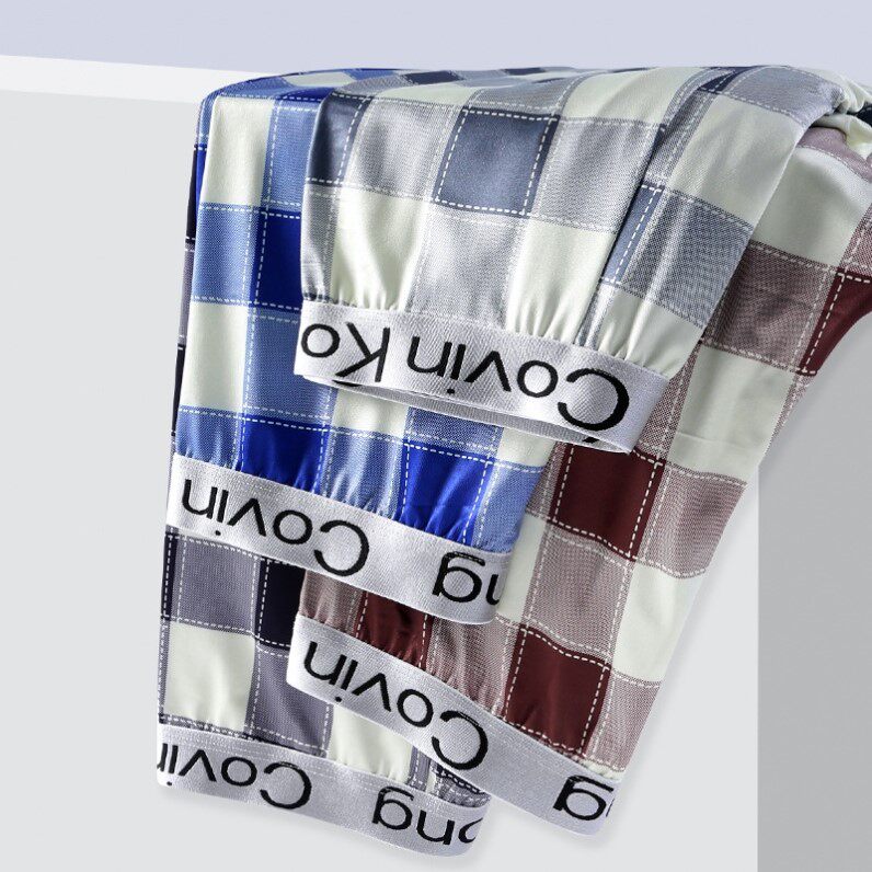 格子秋裤男士纯棉薄款春秋弹力宽松线裤衬裤冬季加绒保暖裤打底裤