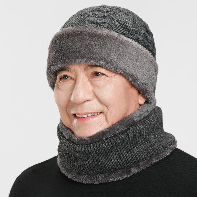 毛线帽男中老年爸爸冬帽
