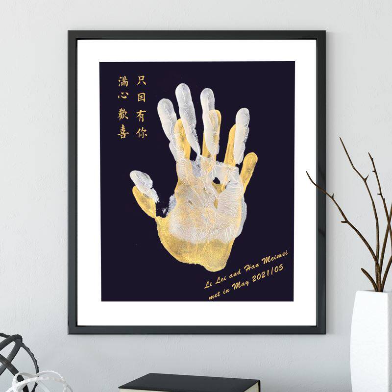 情侣手印手掌印画diy油画按手印相框纪念品一家人一家三口礼物