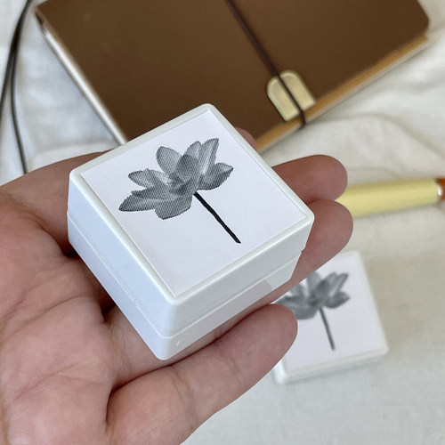 咕咕商店GuGu原创荷花3cm光敏印章手帐日程可爱便携花朵图案
