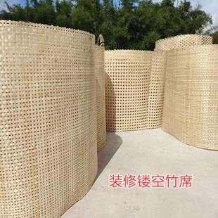修镂空竹编吊顶竹席六角孔碳化手工编织竹席酒店复古风屋顶装 装 饰