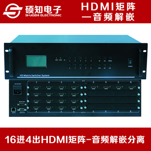 带音频解嵌分离 独立音频输出 切换器 16进4出HDMI矩阵16路插卡式