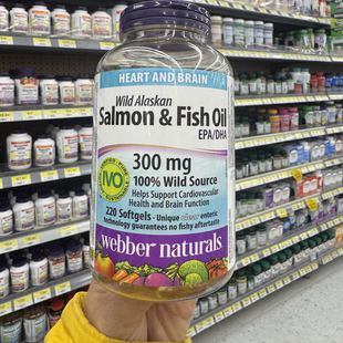 Webber Alaskan野生生阿拉斯加鲑鱼油肠溶胶囊无鱼腥味加拿大直邮