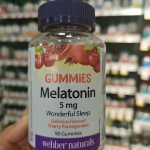 加拿大发货直邮Webber 褪黑素软糖5毫克倒时差樱桃石榴味软糖90粒