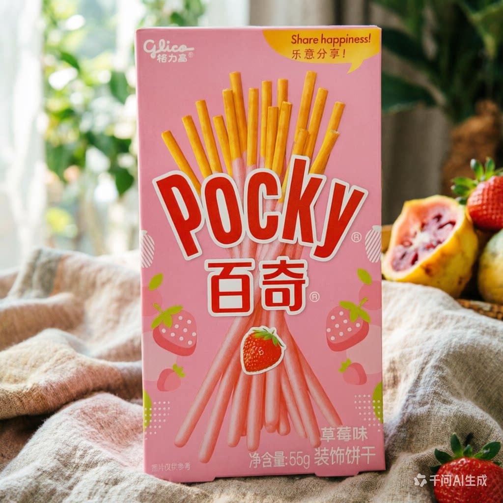 百奇牛草莓味装饰饼干55克