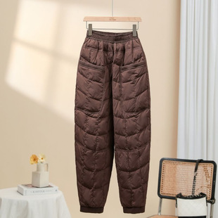 夹棉加厚保暖休闲裤 新款 纯色个性 小众女式 女 冬季 棉裤 加绒女装