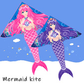 潍坊鸿运风筝美人鱼卡通儿童160 200cm双色三角好飞厂家