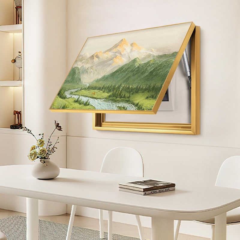 日照金山电表箱装饰画风景油画电闸盒遮挡挂画Q配电箱免打孔奶油图片