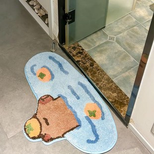 汽水幻想卡皮巴拉水豚卧室床边地毯脚垫入户门垫厨V房浴室吸水垫