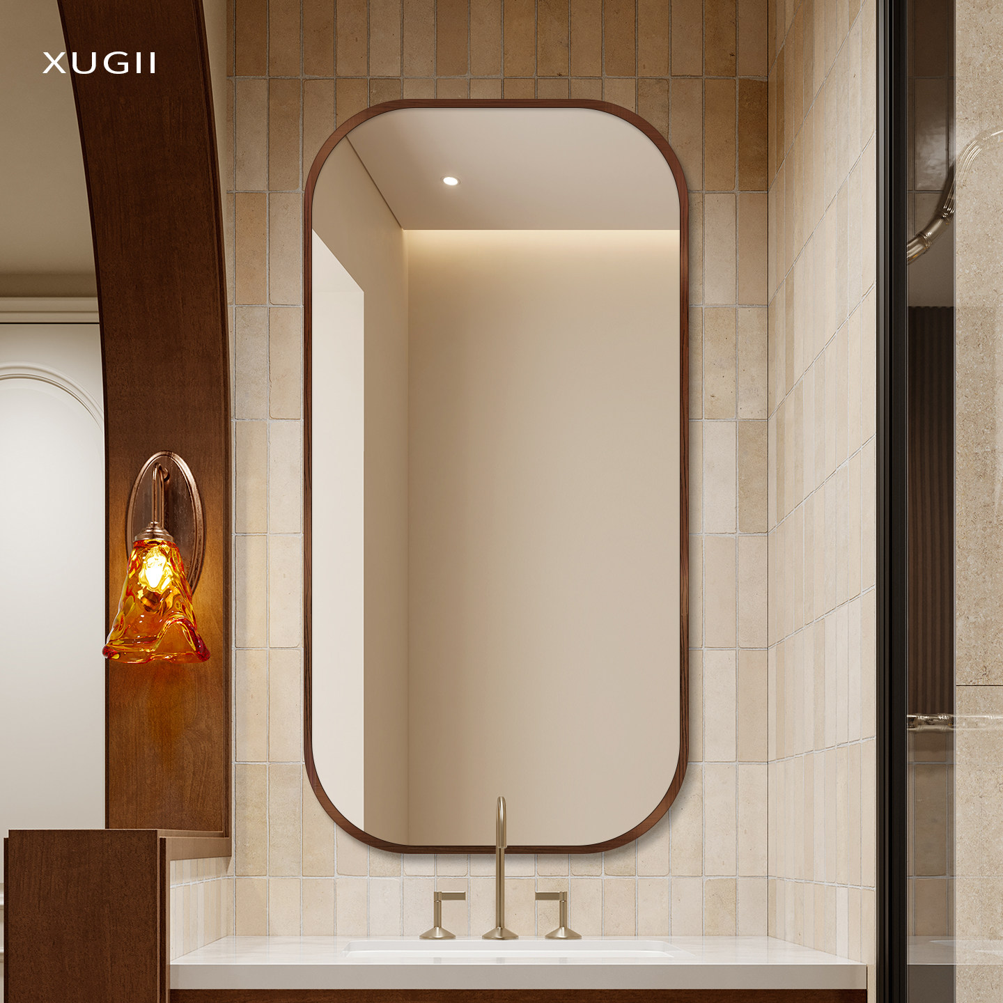 中古风卫浴镜子真实不变形家用卫生间浴室镜贴墙复古玻璃镜高级感,家装主材,浴室镜,淘宝优惠券,粉丝福利购,淘宝优惠卷