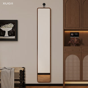 中古风小户型玄关超窄挂式镜子全身镜真实不变形极窄穿衣镜高级感