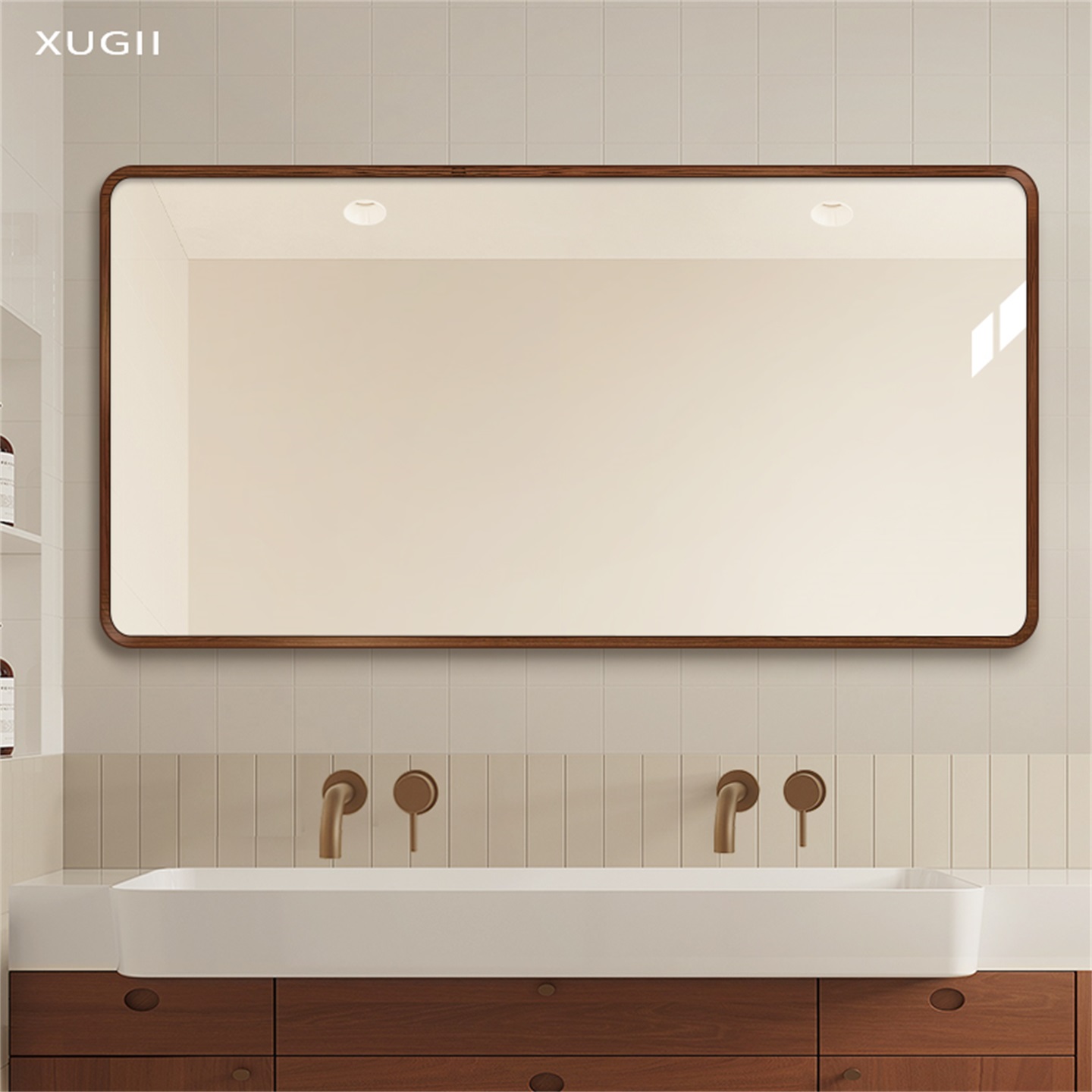 中古风复古镜子挂墙式卫生间洗漱台玻璃化妆镜壁挂定制尺寸浴室镜