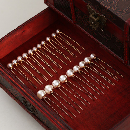 古风日常点缀盘发小发钗珍珠簪子