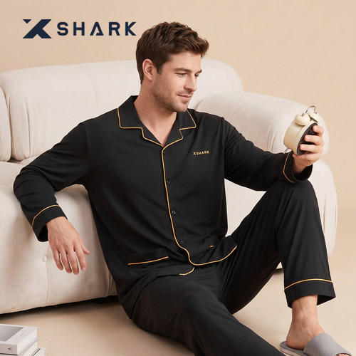 XSHARK纯棉简约宽松男士睡衣套装