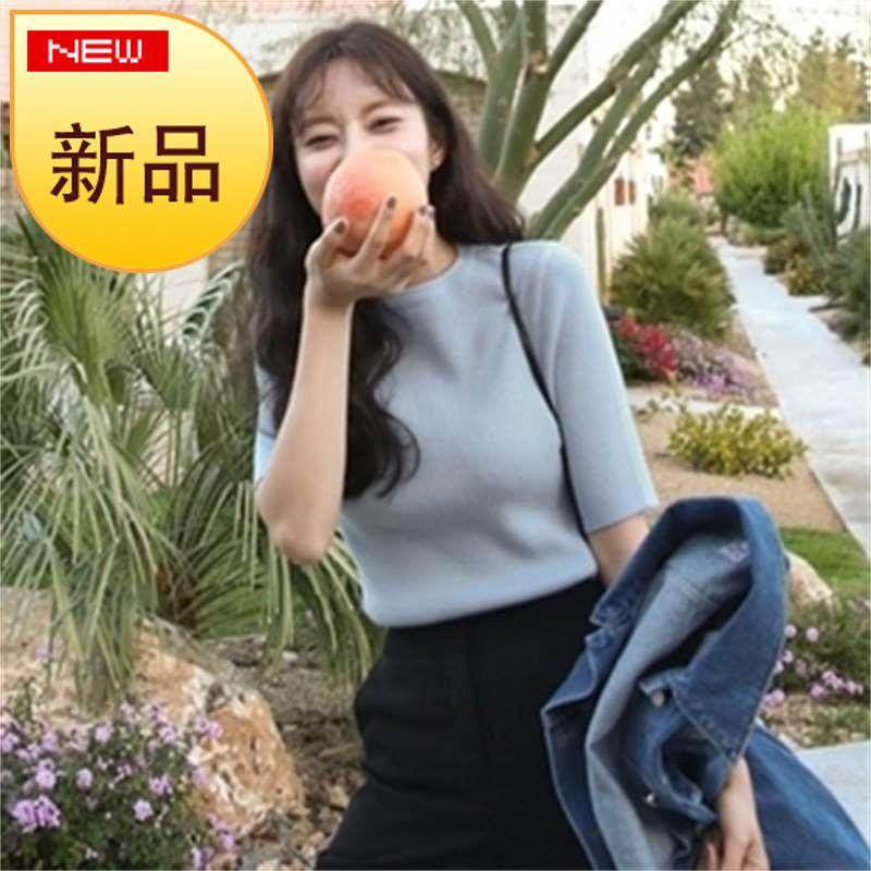 2019秋季女装新款I五分袖打底线衫韩版毛衣套头针织中袖修身上衣在类目 女装/女士精品, 毛针织衫中 - 来自Buy2taobao.com提供专业的淘宝代购服务