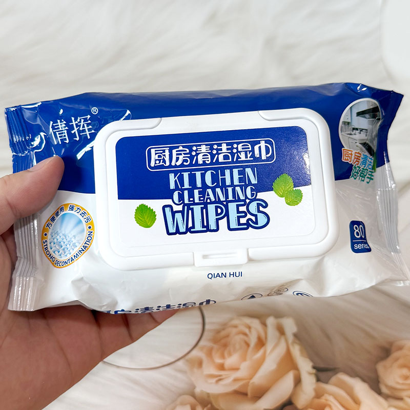 倩挥厨房清洁湿巾大包厨房专用一擦干净清洁带盖湿巾去油污家庭装