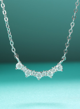 满钻锁骨项链女镀PT950 铂金晚宴款S925纯银女莫桑石吊坠轻奢风