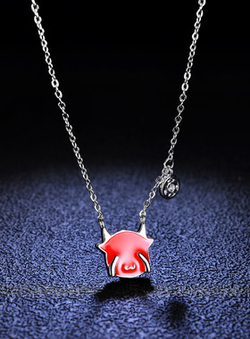 925纯银吊坠珐琅陶瓷项链镀PT950 铂金女经典牛年大吉锁骨链饰品