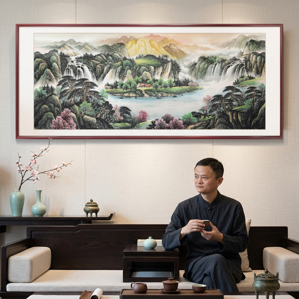 聚宝盆旭日东升客厅挂画靠山图