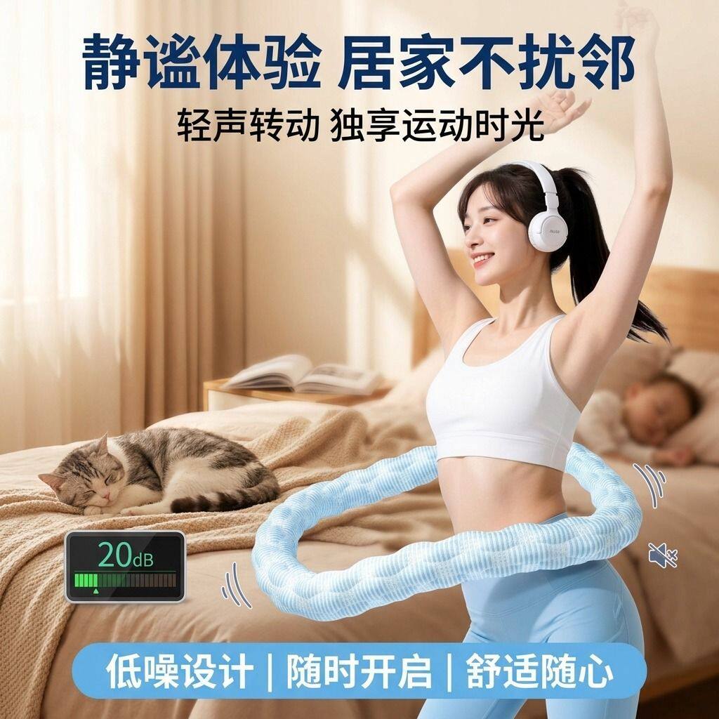 呼啦圈轻型冰豆豆软呼啦圈静音加重收腹不伤腰冰丝凉感呼啦圈瘦肚