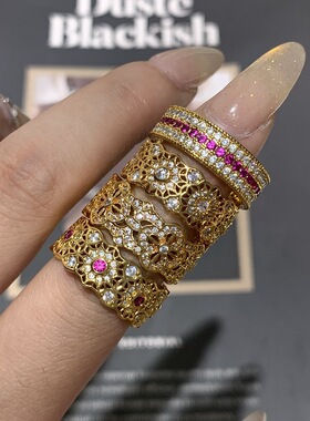 西太后Vintage中古风红刚玉满钻