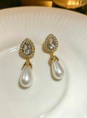 西太后Vintage中古风白色捷克钻