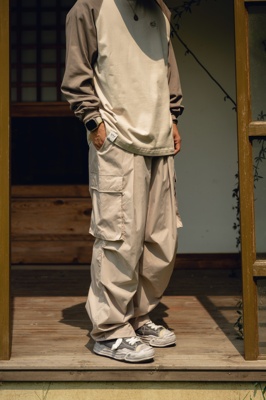 BCALM日系褶皱伞兵裤抽绳