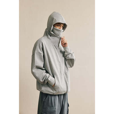 BCALM【可拆卸面罩卫衣】日系复古忍者拉链连帽夹克重磅430g外套