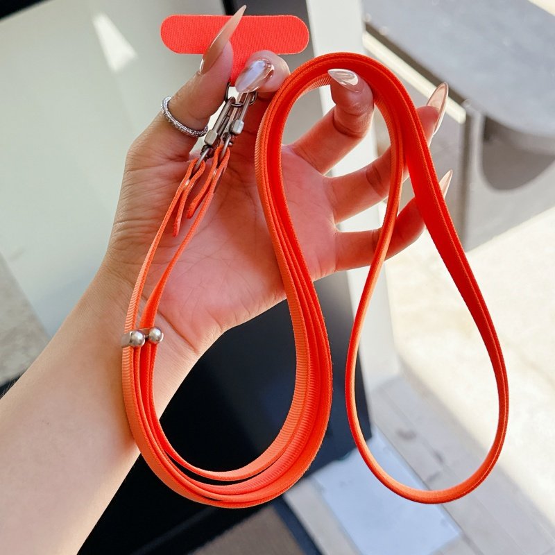 手机挂绳不勒脖编织袋通用斜挎长绳时尚防丢吊绳挂链可调节带夹片