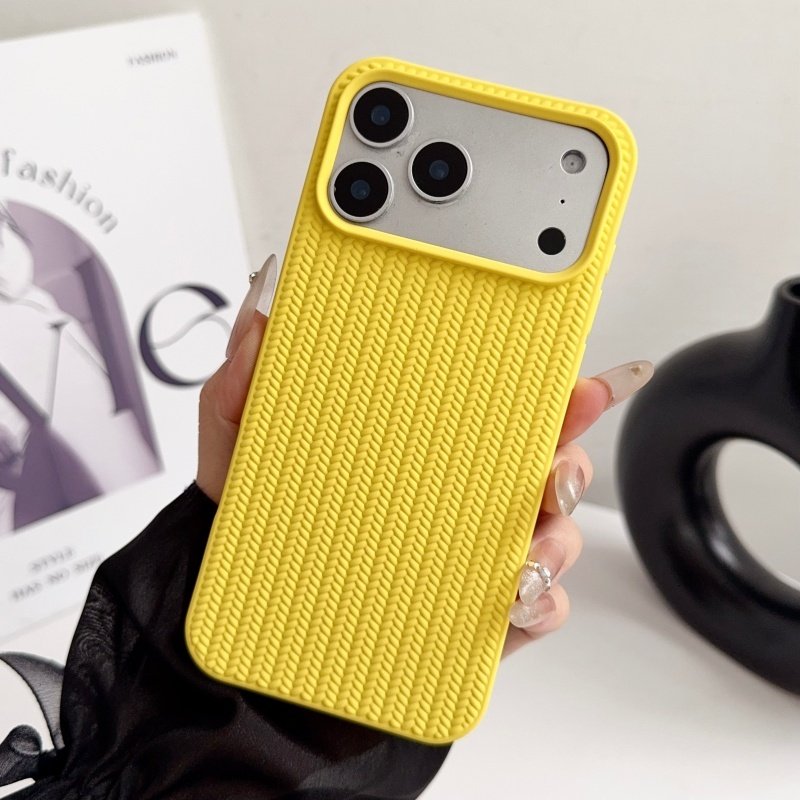 耐脏针织纹适用iPhone17Promax手机壳苹果16plus硅胶保护套创意个性15防摔软壳防指纹14时尚大孔13女款硅胶套