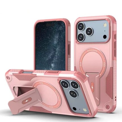 机甲风重工防摔支架适用苹果18promax磁吸手机壳iphone16Pro保护套13p男14大孔硬plus女高级外壳15无线充电17