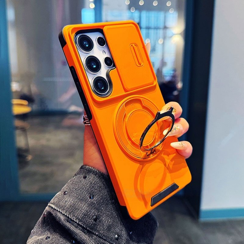 可车载旋转磁吸支架适用三星S26ultra手机壳S25ultra大孔S24fe防摔S23plus创意S22+镜头保护是21旋转指环17