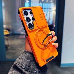 可车载旋转磁吸支架适用三星S26ultra手机壳S25ultra大孔S24fe防摔S23plus创意S22+镜头保护是21旋转指环17