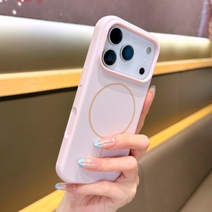 耐脏适用苹果17手机壳黑色大孔iphone16promax细圈磁吸充电液态15plus防摔防指纹高端新品14保护套13情侣男女