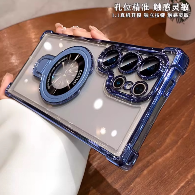 闪粉放大镜支架适用三星s26ultra手机壳闪粉s25ultra防指纹24fe防摔全包硅胶23防摔s22plus四角气囊带镜头膜