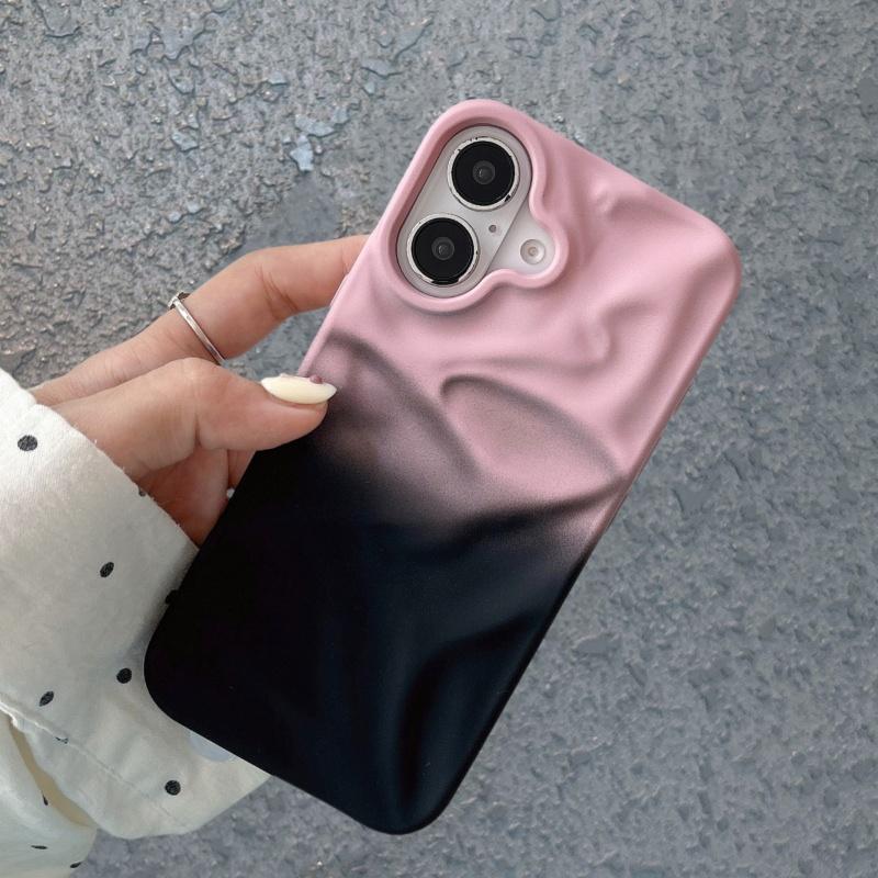 高级感甜酷粉黑渐变防摔陨石纹适用苹果16promax手机壳iphone15软16小众女韩风14简约15promax网红13全包