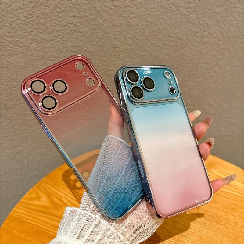 渐变超薄电镀不掉色软壳适用苹果17promax手机壳全包防摔iPhone16pro轻薄12带镜头膜15女生14透明13防指纹11
